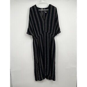 Sybil California Striped Dress L Boho Festival Resort Beach Lagenlook Pockets